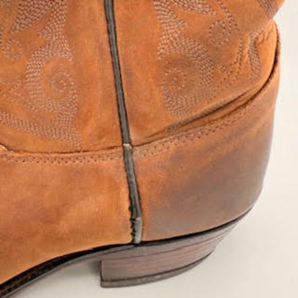 Justin Cowboy Boots Brown Leather Western Embroidered Men’s 9B (Women’s 10.5) - Picture 11 of 15